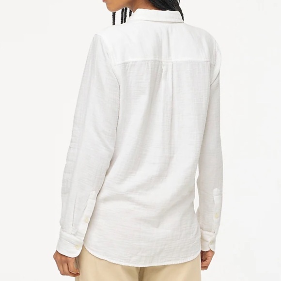J Crew Factory Petite Gauze button-up long sleeve shirt white size MP NWT BI217 - Picture 2 of 13